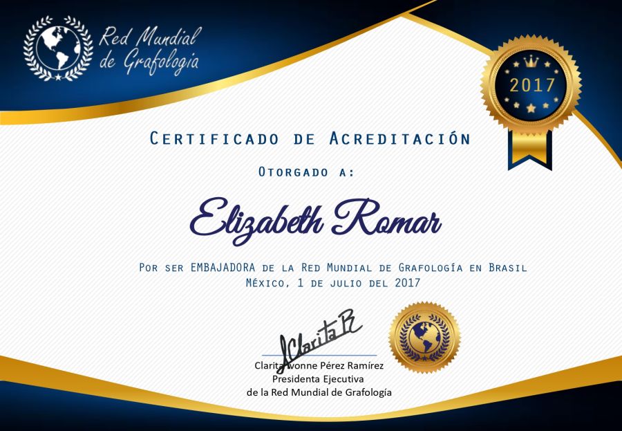 Certificado de Acreditación de Elizabeth Romar