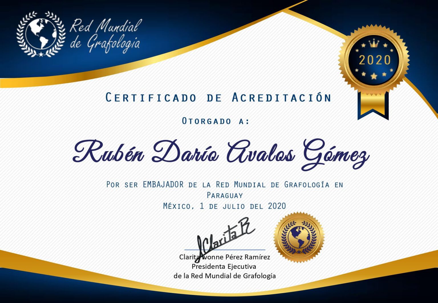 Certificado de Acreditación de Rubén Avalos